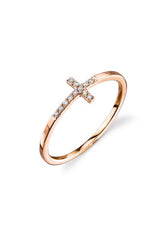 Gold & Pave Diamond Bent Cross Ring - RSVP Style