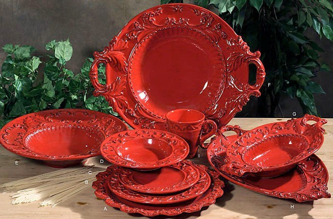 Baroque Red Round Platter - RSVP Style