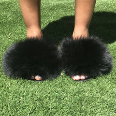 Black POOF Fur Slides - RSVP Style