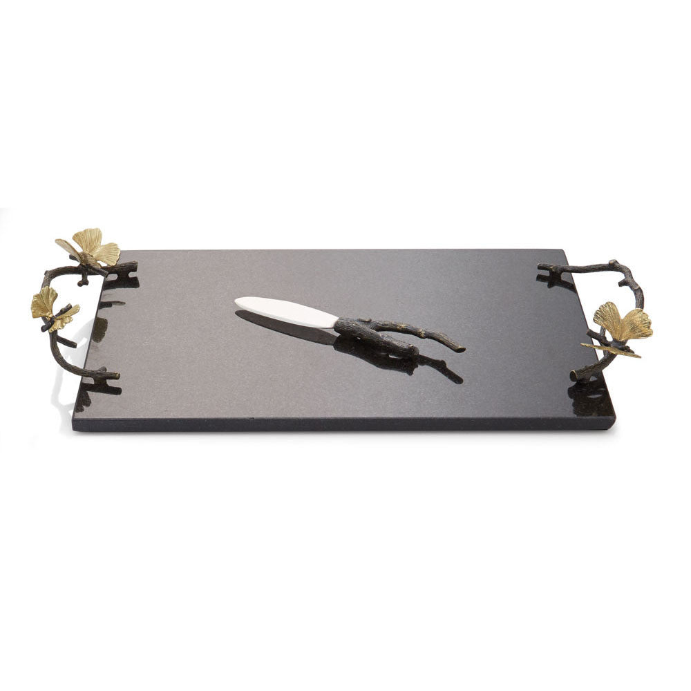 Butterfly Ginkgo Cheese Board with Knife - RSVP Style