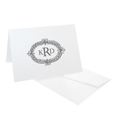 Engraved Serif Crest Monogram Personalized Stationery - RSVP Style