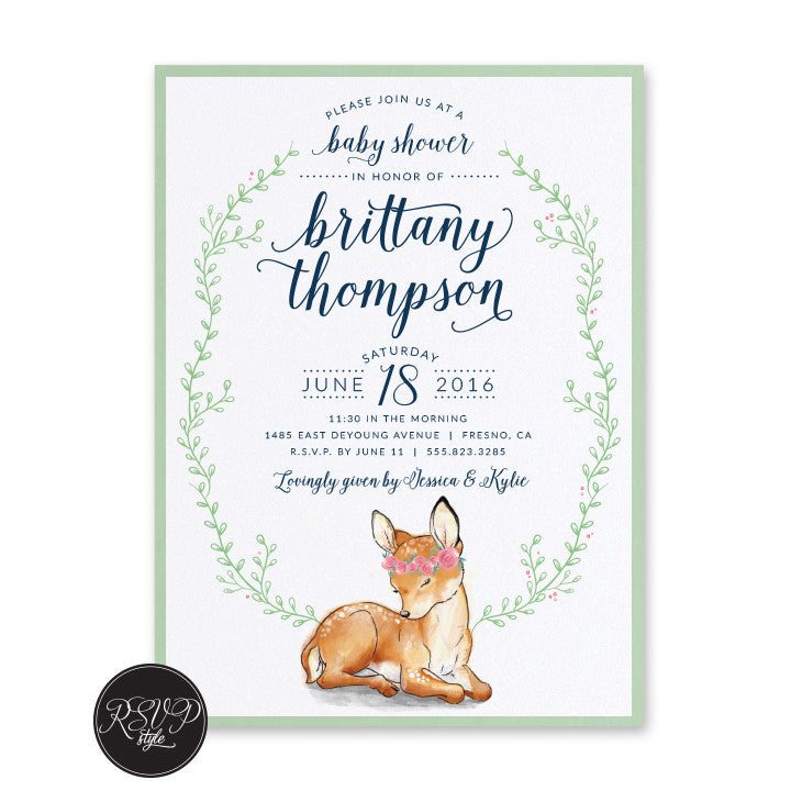 Little Fawn Baby Shower Invitation - RSVP Style