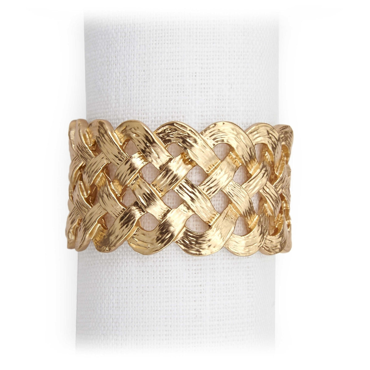 L'Objet Hollow Braid Gold Napkin Rings Set of 4 - RSVP Style