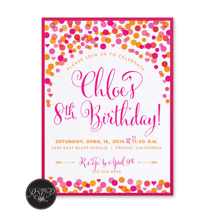 Joyful Confetti Birthday Invitation - RSVP Style