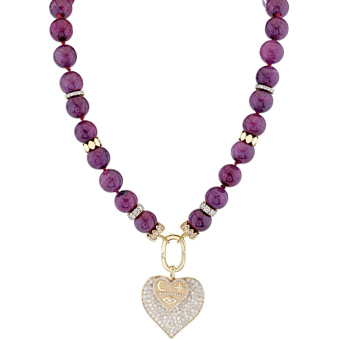 Multi-Heart Gold & Diamond Ruby Necklace, Sydney Evan - RSVP Style