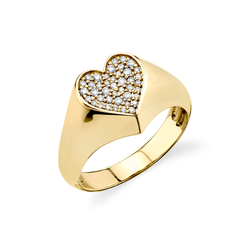 Heart Signet Gold & Diamond Ring, Sydney Evan - RSVP Style