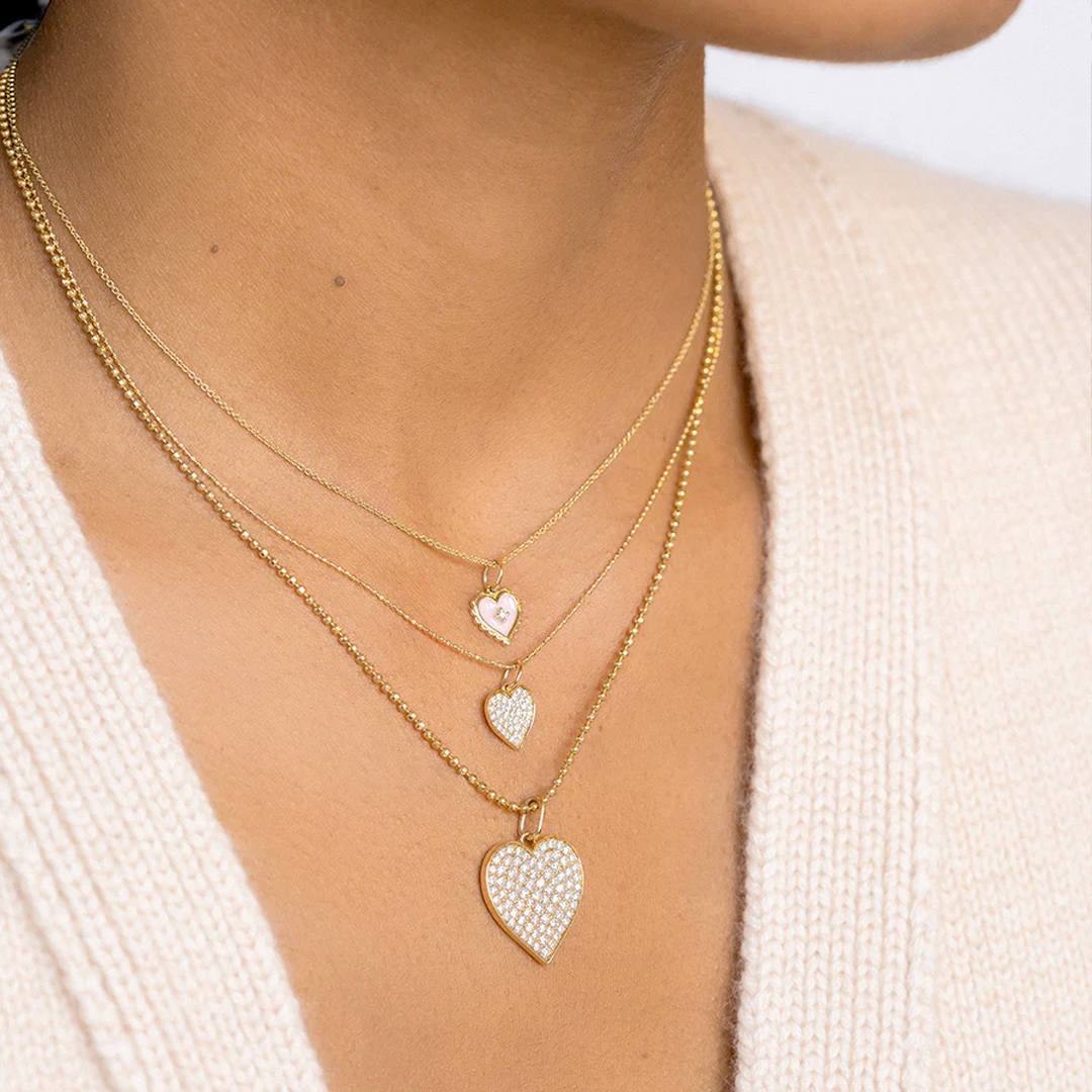 Heart Gold & Pavé Diamond Necklace—Large, Sydney Evan - RSVP Style