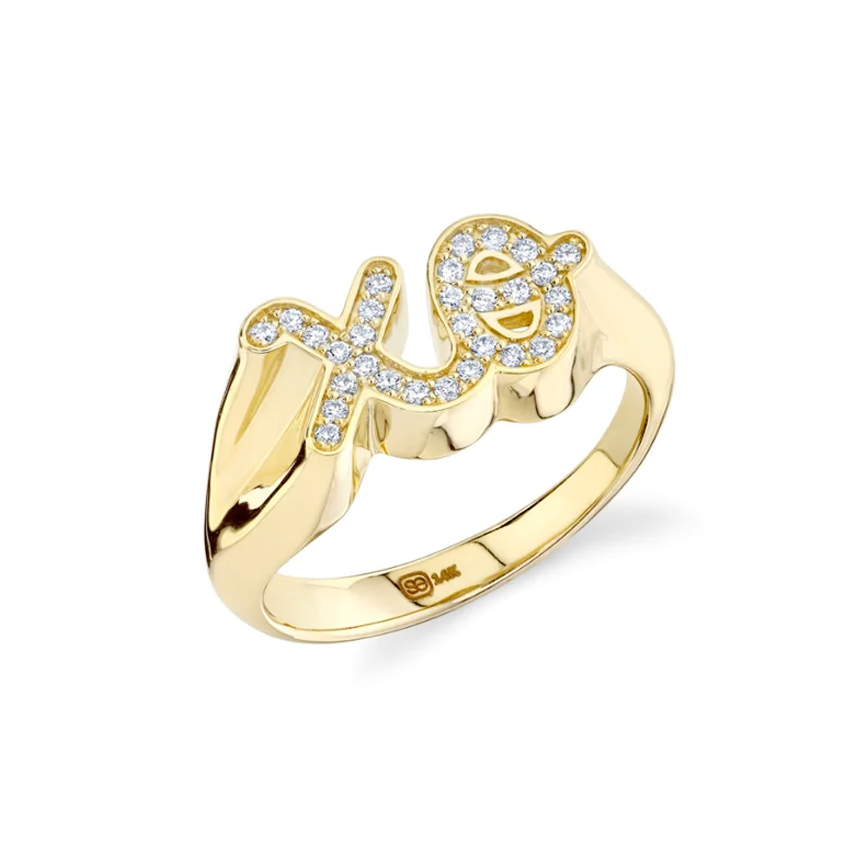 XO Signet Gold & Diamond Ring, Sydney Evan - RSVP Style