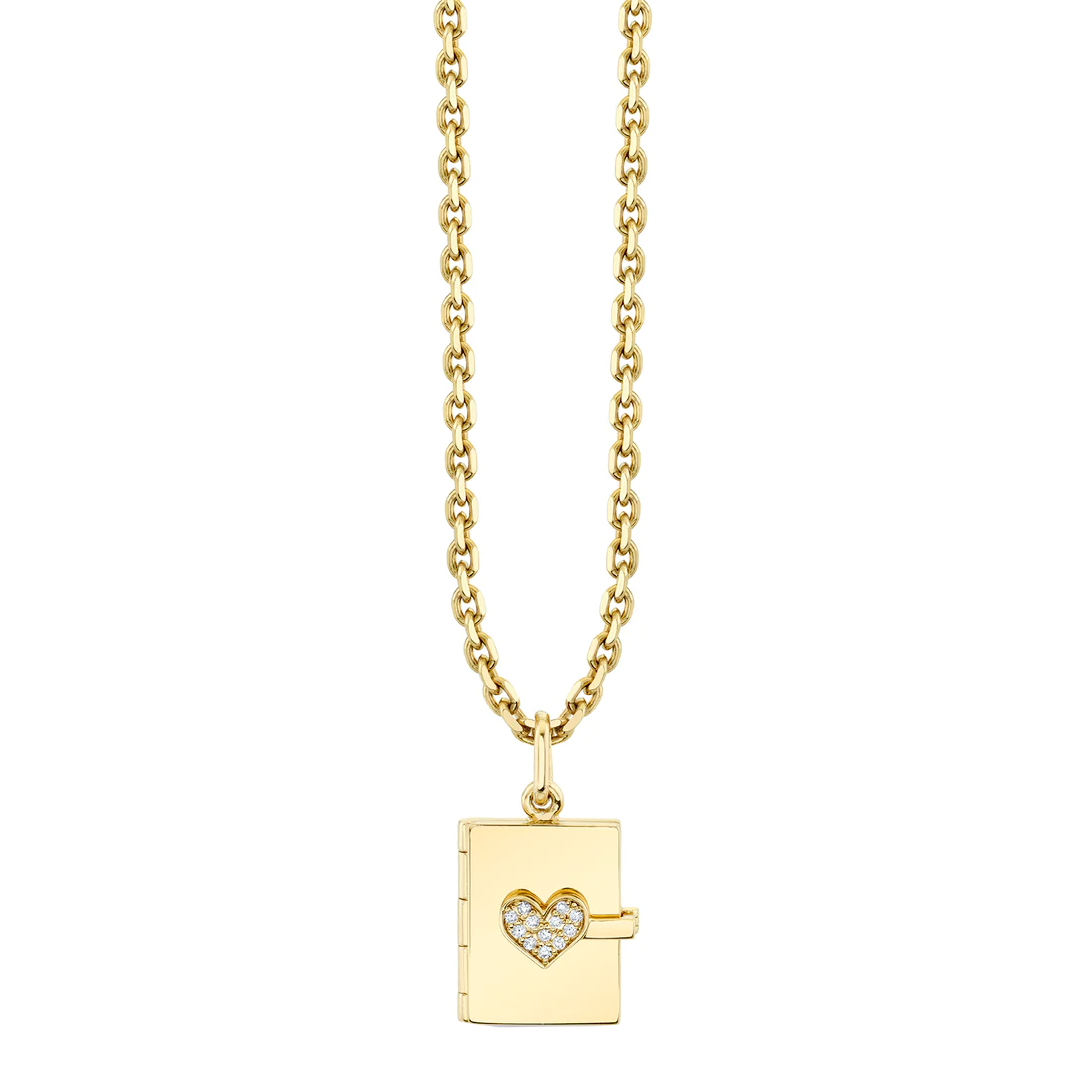 Heart Locket Charm Gold & Diamond Necklace, Sydney Evan - RSVP Style