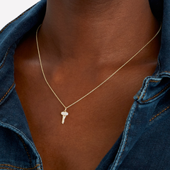 Key Charm Yellow Gold & Diamond Necklace—Mini, Sydney Evan - RSVP Style
