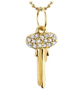 Yellow Gold & Diamond Mini Key Necklace - RSVP Style