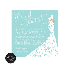 Brunch & Bubbly Gown Bridal Shower Invitation - RSVP Style