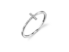 Gold & Pave Diamond Bent Cross Ring - RSVP Style
