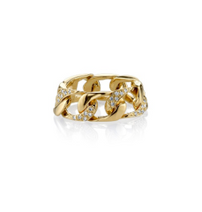 Yellow-Gold & Diamond Pave Chain Link Ring - RSVP Style