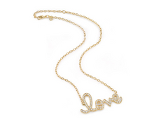 Extra Large Gold & Diamond Script Love Necklace - RSVP Style