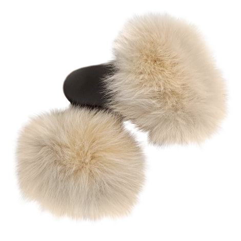 Ivory POOF Fur Slides - RSVP Style