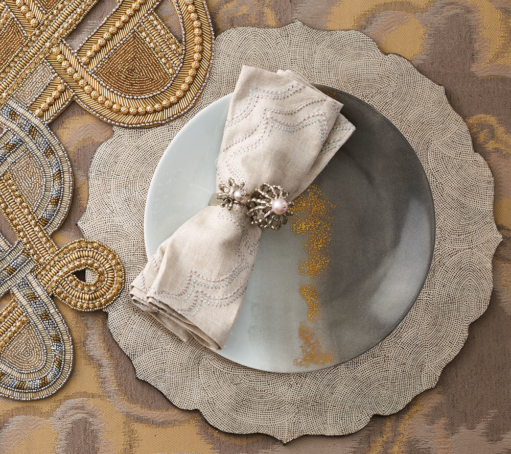 Natural & Silver Tangier Napkin - RSVP Style