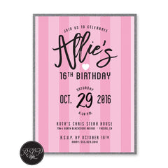 Love Pink Birthday Invitation - RSVP Style