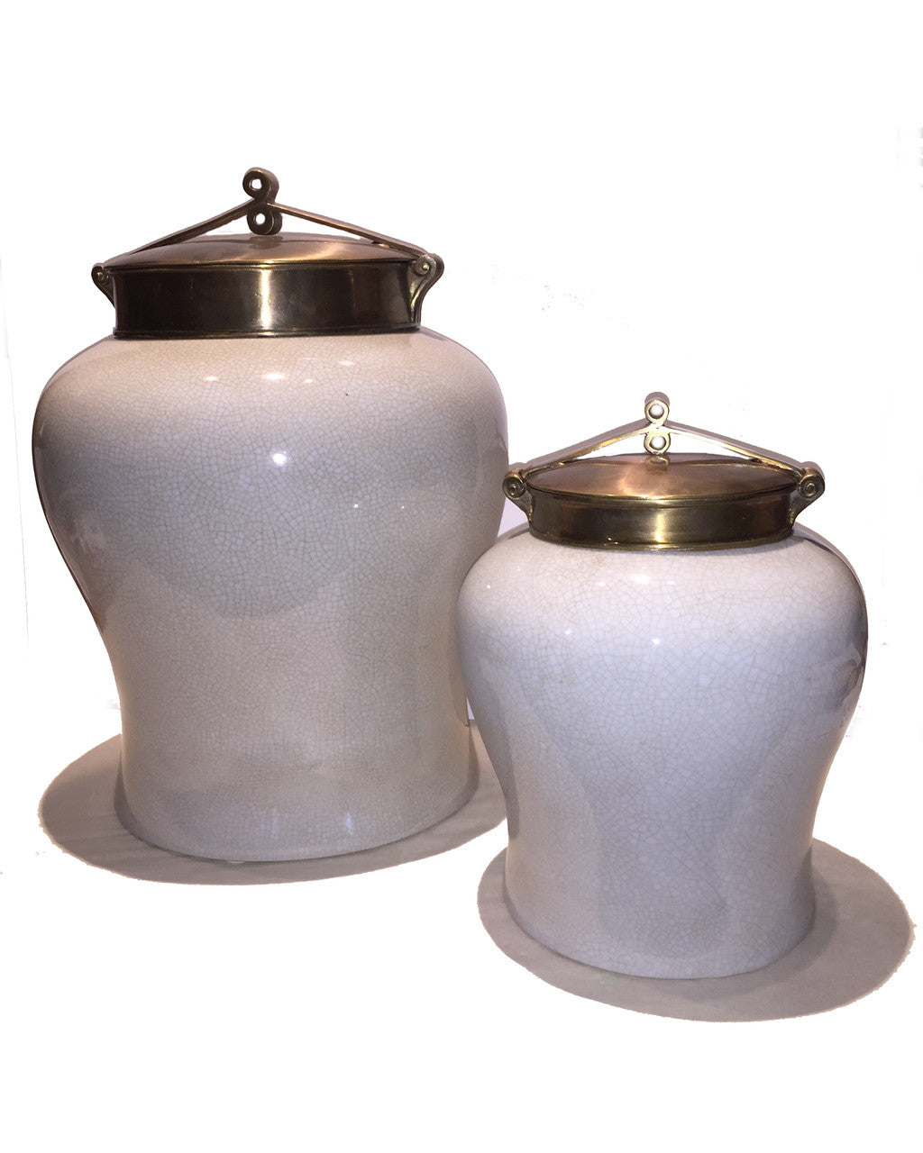 White Crackle Jar with Bronzed Lid | Large - RSVP Style