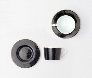 Eleni Black Marble Cup and Saucer - RSVP Style