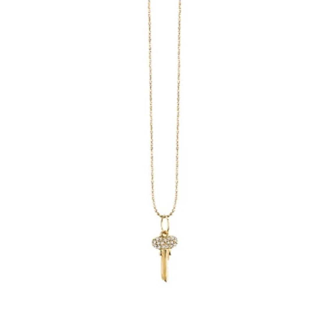 Yellow Gold & Diamond Mini Key Necklace - RSVP Style