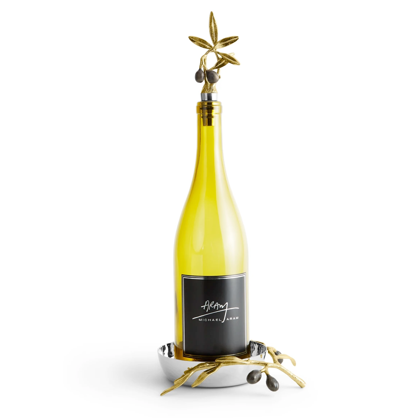 Olive Branch Wine Coaster & Stopper Set, Michael Aram - RSVP Style