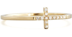 Gold & Pave Diamond Bent Cross Ring - RSVP Style