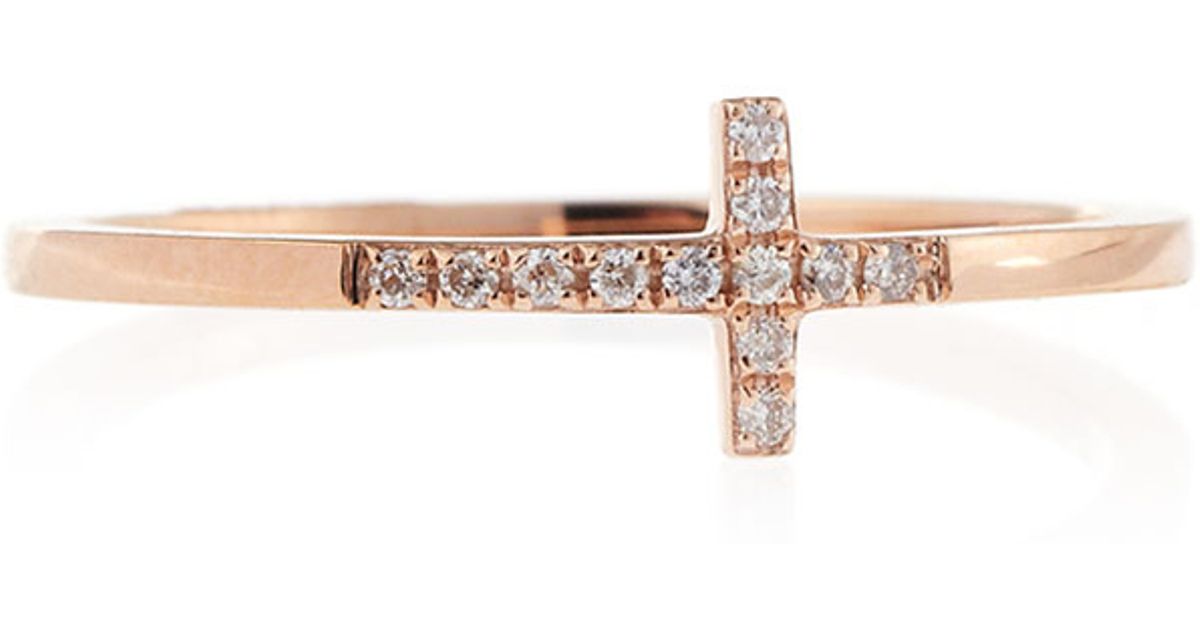 Gold & Pave Diamond Bent Cross Ring - RSVP Style