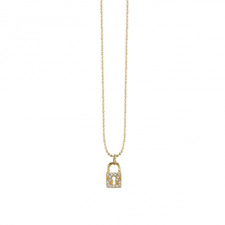 Yellow Gold & Diamond Lock Necklace - RSVP Style